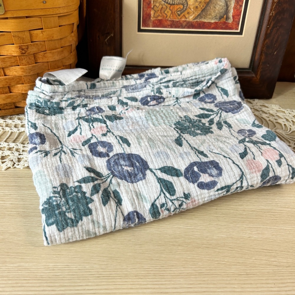 Aden Anais Essentials‎ Muslin Swaddle Blanket Floral Print Blue Pink White Boho